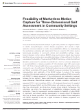 Cover page: Feasibility of Markerless Motion Capture for Three-Dimensional Gait Assessment in Community Settings.