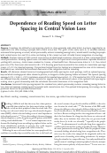Cover page: Dependence of Reading Speed on Letter Spacing in Central Vision Loss