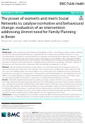 Cover page: The power of womens and mens Social Networks to catalyse normative and behavioural change: evaluation of an intervention addressing Unmet need for Family Planning in Benin.