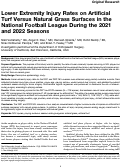 Cover page: Lower Extremity Injury Rates on Artificial Turf Versus Natural Grass Surfaces in the National Football League During the 2021 and 2022 Seasons.