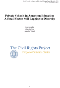 Cover page of Private Schools in American Education: A Small Sector Still Lagging in Diversity (working paper)