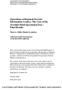 Cover page: Operations at Regional Traveler Information Centers: The Case of the TravInfo Field Operational Test - Final Results