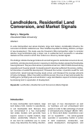 Cover page: Landholders, Residential Land Conversion, and Market Signals