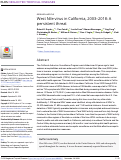 Cover page: West Nile virus in California, 2003–2018: A persistent threat