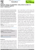 Cover page: Synthetic biology of metabolism: using natural variation to reverse engineer systems