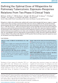 Cover page: Defining the optimal dose of rifapentine for pulmonary tuberculosis: Exposure–response relations from two phase II clinical trials