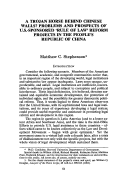 Cover page: A Trojan Horse behind Chinese Walls? Problems and Prospects of U.S.-Sponsored "Rule of Law" Reform Projects in the People's Republic of China