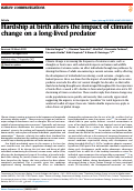 Cover page: Hardship at birth alters the impact of climate change on a long-lived predator.