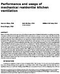 Cover page of Performance and usage of mechanical residential kitchen ventilation