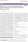 Cover page: Response to “Lack of association between bovine leukemia virus and breast cancer in Chinese patients”