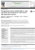 Cover page: Pomegranate extract inhibits EMT in clear cell renal cell carcinoma in a NF-κB and JNK dependent manner