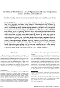 Cover page: Stability of Whole Blood Lactate Specimens at Room Temperature Versus Slushed Ice Conditions