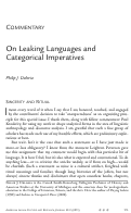 Cover page: On Leaking Languages and Categorical Imperatives