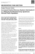 Cover page: Increased Central Nervous System Interleukin-8 in a Majority Postlaminectomy Syndrome Chronic Pain Population.