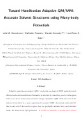 Cover page: Toward Hamiltonian Adaptive QM/MM: Accurate Solvent Structures Using Many-Body Potentials