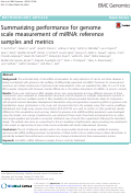 Cover page: Summarizing performance for genome scale measurement of miRNA: reference samples and metrics