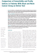 Cover page: Comparison of Comorbidity and Frailty Indices in Patients With Head and Neck Cancer Using an Online Tool