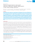 Cover page: Overcoming barriers to improved decision-making for battery deployment in the clean energy transition.