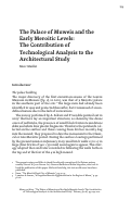 Cover page: The Palace of Muweis and the Early Meroitic Levels: The Contribution of Technological Analysis to the Architectural Study