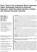 Cover page: Phase I clinical trial of allogeneic mixed lymphocyte culture (cytoimplant) delivered by endoscopic ultrasound−guided fine‐needle injection in patients with advanced pancreatic carcinoma