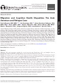 Cover page: Migration and Cognitive Health Disparities: The Arab American and Refugee Case.