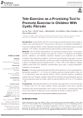 Cover page: Tele-Exercise as a Promising Tool to Promote Exercise in Children With Cystic Fibrosis.