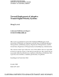 Cover page: Toward Deployment of Adaptive Transit Signal Priority Systems