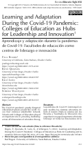 Cover page: Aprendizaje y adaptación durante la pandemia de Covid-19: Facultades de educación como centros de liderazgo e innovación