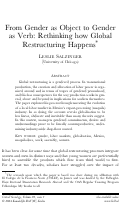 Cover page: From Gender as Object to Gender as Verb: Rethinking how Global Restructuring Happens*