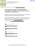 Cover page: Environmental Attitudes and Knowledge: Do They Matter for Support and Investment in Local Stormwater Infrastructure?