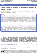 Cover page of Spatio-temporal breather dynamics in microcomb soliton crystals.