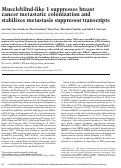 Cover page: Muscleblind-like 1 suppresses breast cancer metastatic colonization and stabilizes metastasis suppressor transcripts