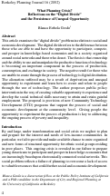 Cover page: What Planning Crisis? Reflections on the “Digital Divide” and the Persistence of Unequal Opportunity