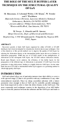 Cover page: The role of the multi buffer layer technique on the structural quality of GaN