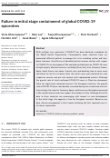 Cover page: Failure in initial stage containment of global COVID‐19 epicenters