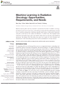 Cover page: Machine Learning in Radiation Oncology: Opportunities, Requirements, and Needs