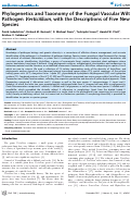 Cover page: Phylogenetics and Taxonomy of the Fungal Vascular Wilt Pathogen Verticillium, with the Descriptions of Five New Species