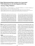 Cover page: Brief Motivational Interventions Are Associated With Reductions in Alcohol-Impaired Driving Among College Drinkers.