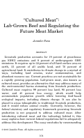 Cover page: "Cultured Meat": Lab-Grown Beef and Regulating the Future Meat Market