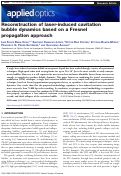 Cover page: Reconstruction of laser-induced cavitation bubble dynamics based on a Fresnel propagation approach.