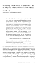 Cover page: Suicidio y colonialidad en una novela de la diáspora centroamericana: Inmortales