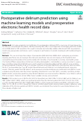 Cover page: Postoperative delirium prediction using machine learning models and preoperative electronic health record data