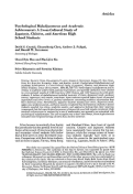 Cover page: Psychological Maladjustment and Academic Achievement: A Cross‐Cultural Study of Japanese, Chinese, and American High School Students