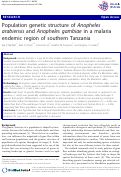 Cover page: Population genetic structure of Anopheles arabiensis and Anopheles gambiae in a malaria endemic region of southern Tanzania