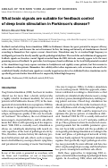 Cover page: What brain signals are suitable for feedback control of deep brain stimulation in Parkinson's disease?