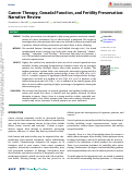 Cover page: Cancer Therapy, Gonadal Function, and Fertility Preservation: Narrative Review.