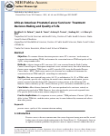 Cover page: African American prostate cancer survivors’ treatment decision-making and quality of life