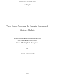 Cover page: Three Essays Concerning the Financial Economics of Mortgage Markets