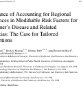 Cover page: Importance of Accounting for Regional Differences in Modifiable Risk Factors for Alzheimer’s Disease and Related Dementias: The Case for Tailored Interventions
