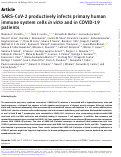 Cover page: SARS-CoV-2 productively infects primary human immune system cells <i>in vitro</i> and in COVID-19 patients